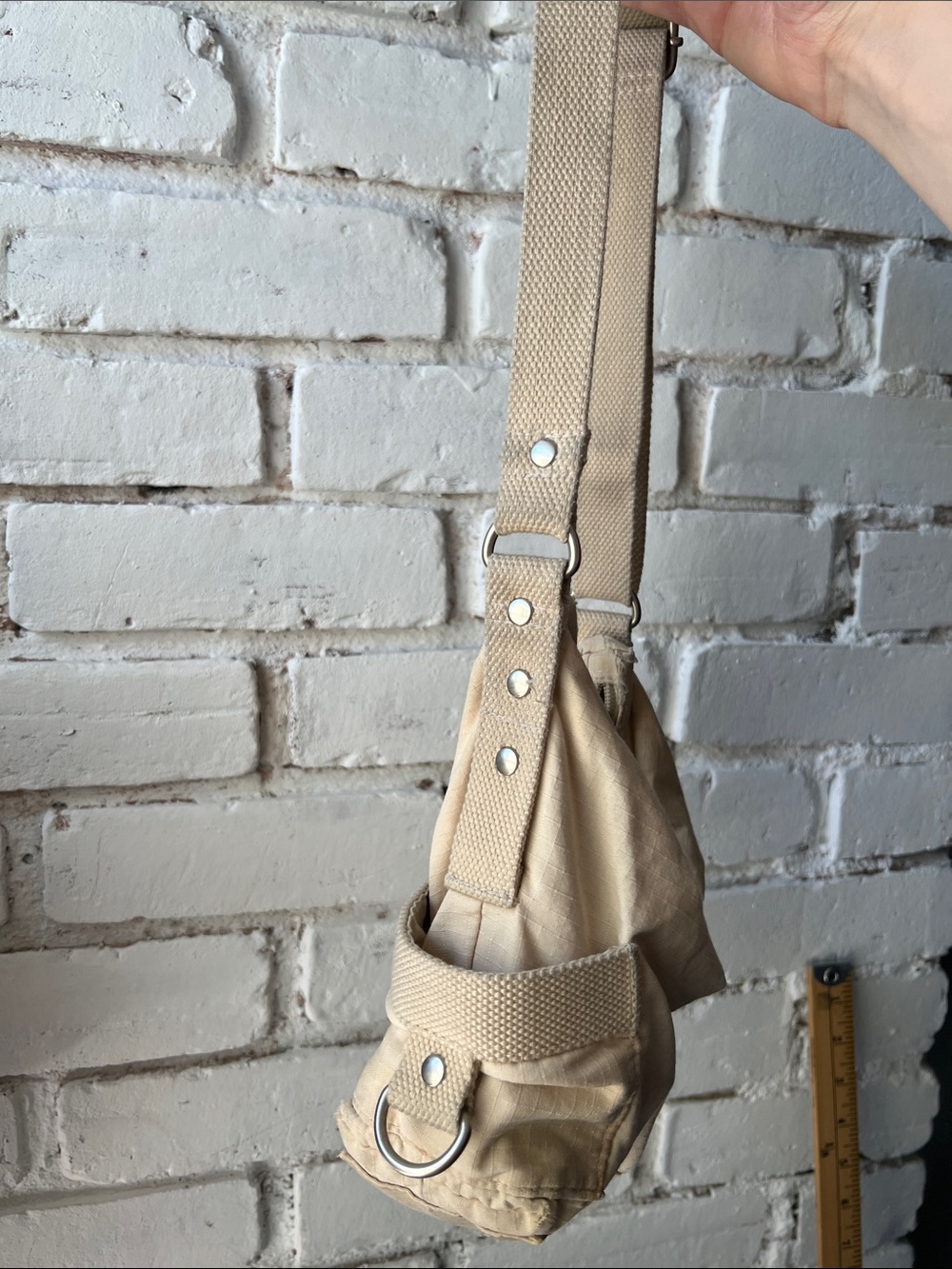 Casual Canvas Shoulder Bag in Beige ROOTS cotton utility bag - Picture 2 of 5